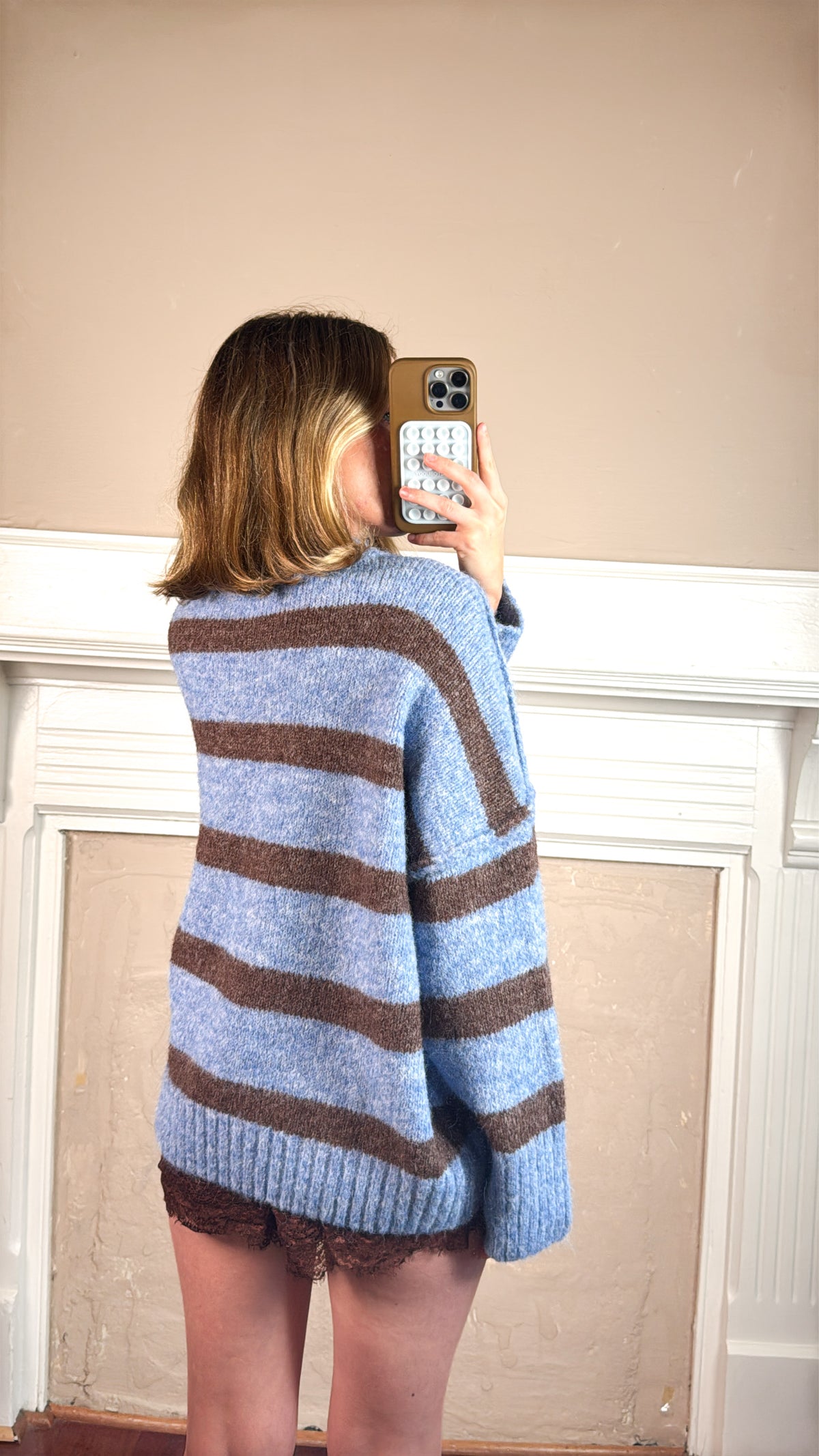 Fuzzy Boyfriend Fit Stripe Sweater