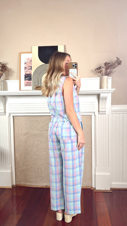Multi Plaid Top and Pants Set
