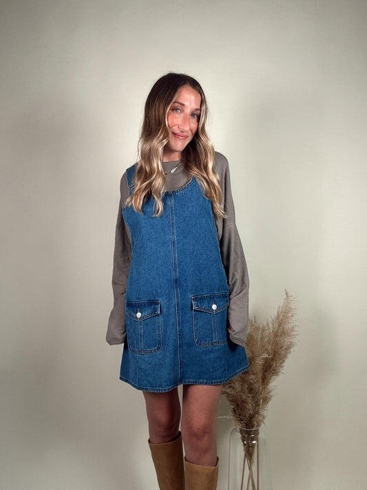 Denim Overall Mini Dress