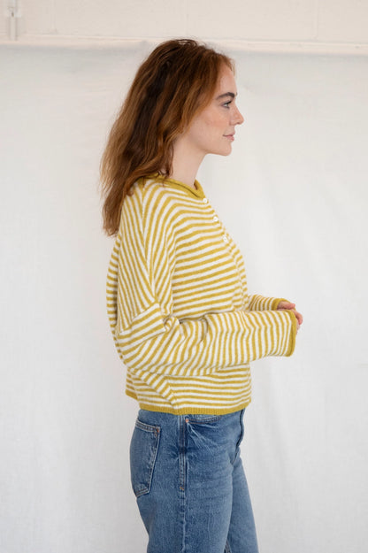 Nola Cardigan - Mini Striped Dijon Yellow