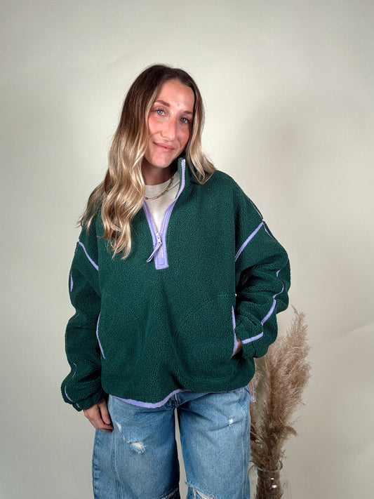Contrast Sherpa Jacket - Teal