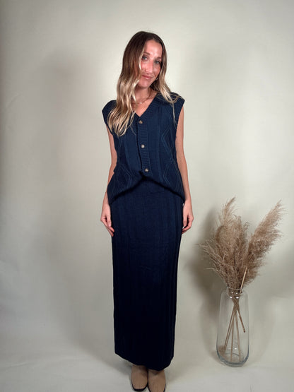 Holiday Vest and Maxi Skirt Two Piece Set