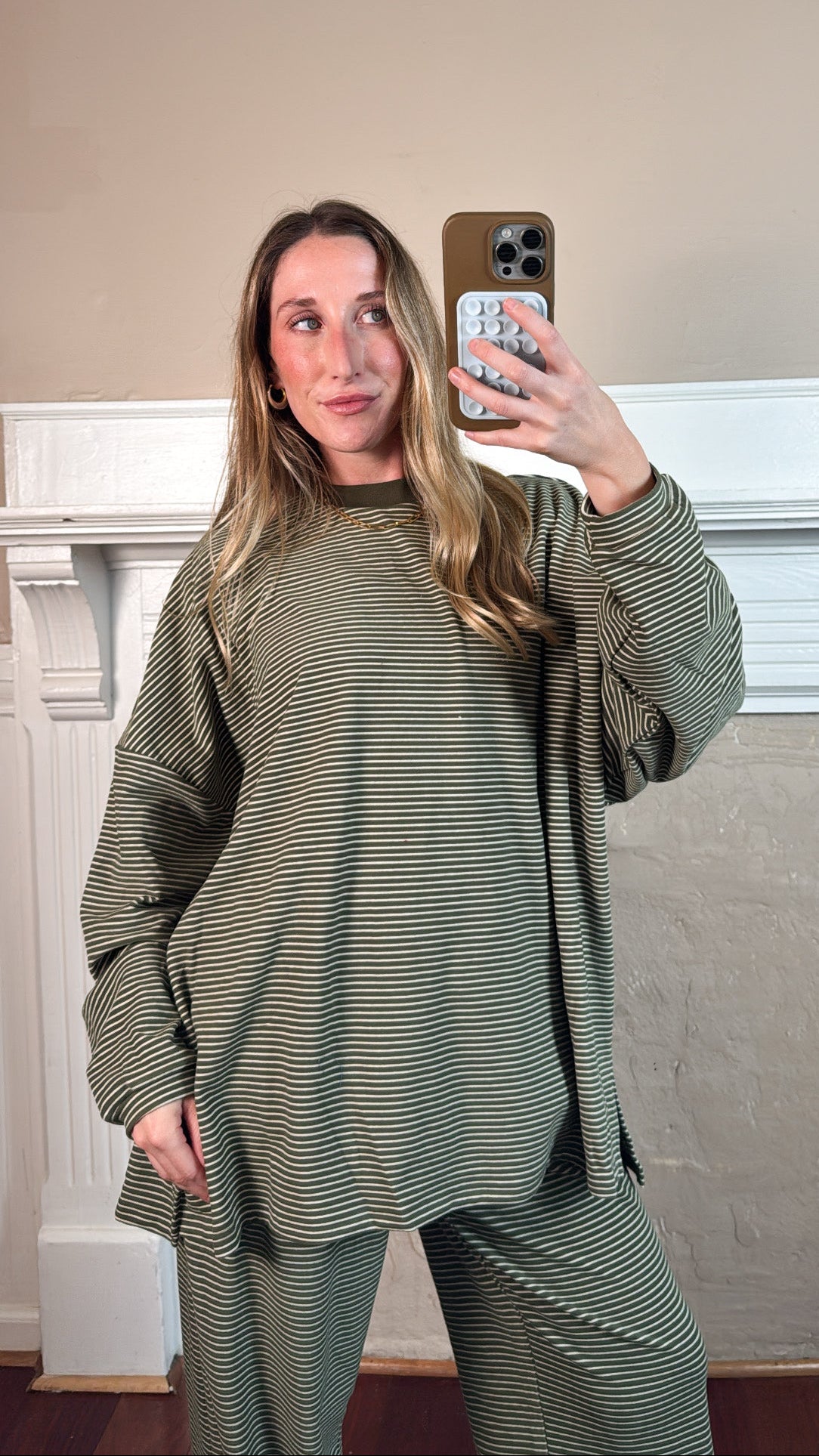 Olive Striped Top