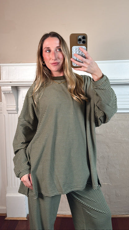 Olive Striped Top