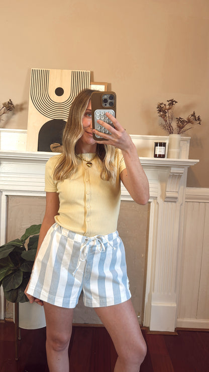 Sky Striped Denim Shorts