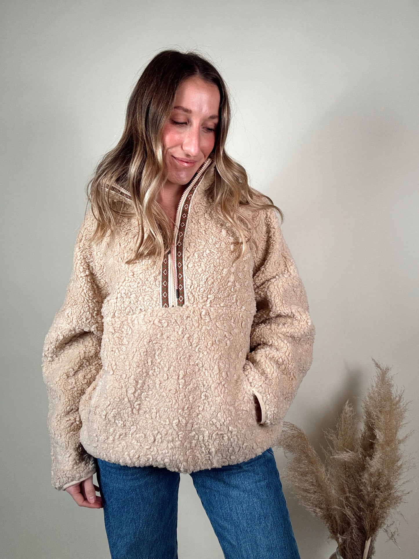 Blush Cloud Half-Zip Sherpa Pullover