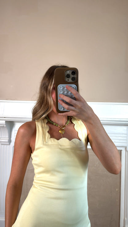 Scallop Scuba Mini Dress - Butter