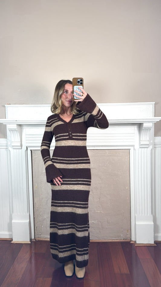 Striped Sweater Maxi Dress