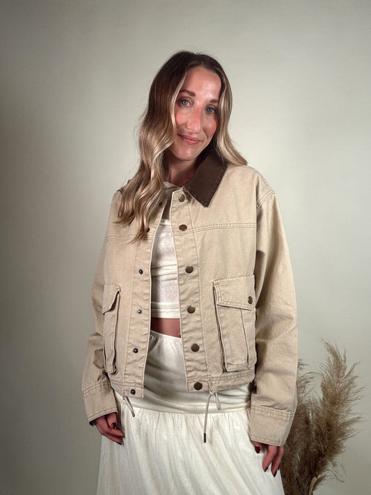Collar Contrasted Utility Jacket PREORDER NOVEMBER