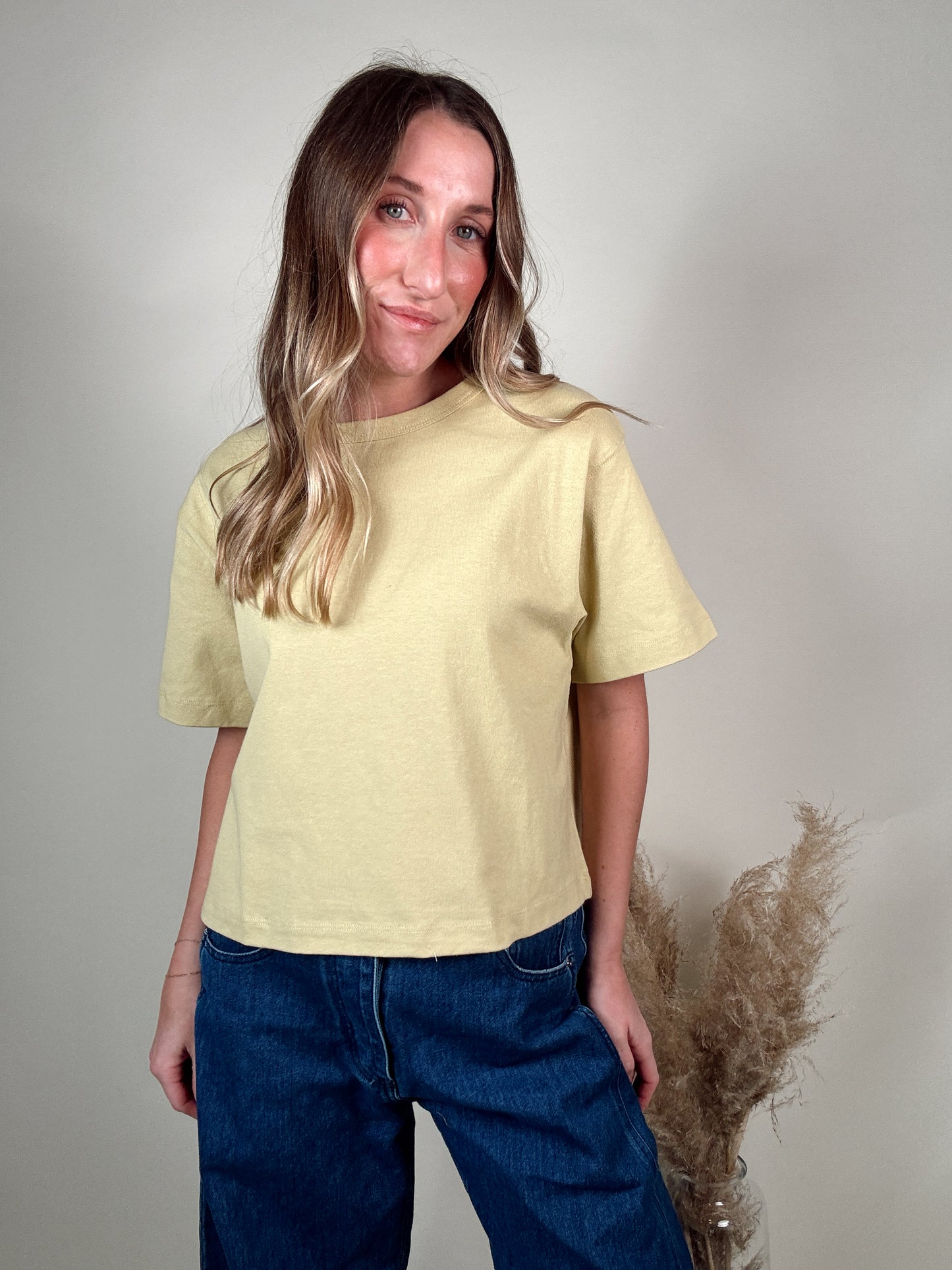 Short Sleeve Boxy Top - Lemon