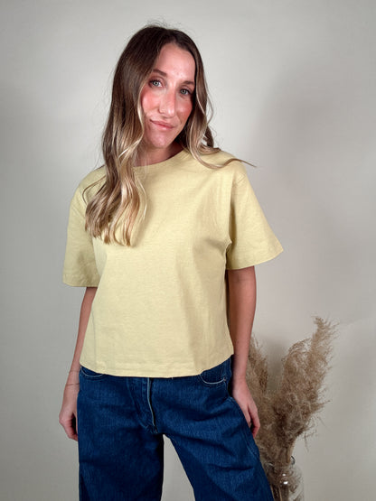 Short Sleeve Boxy Top - Lemon