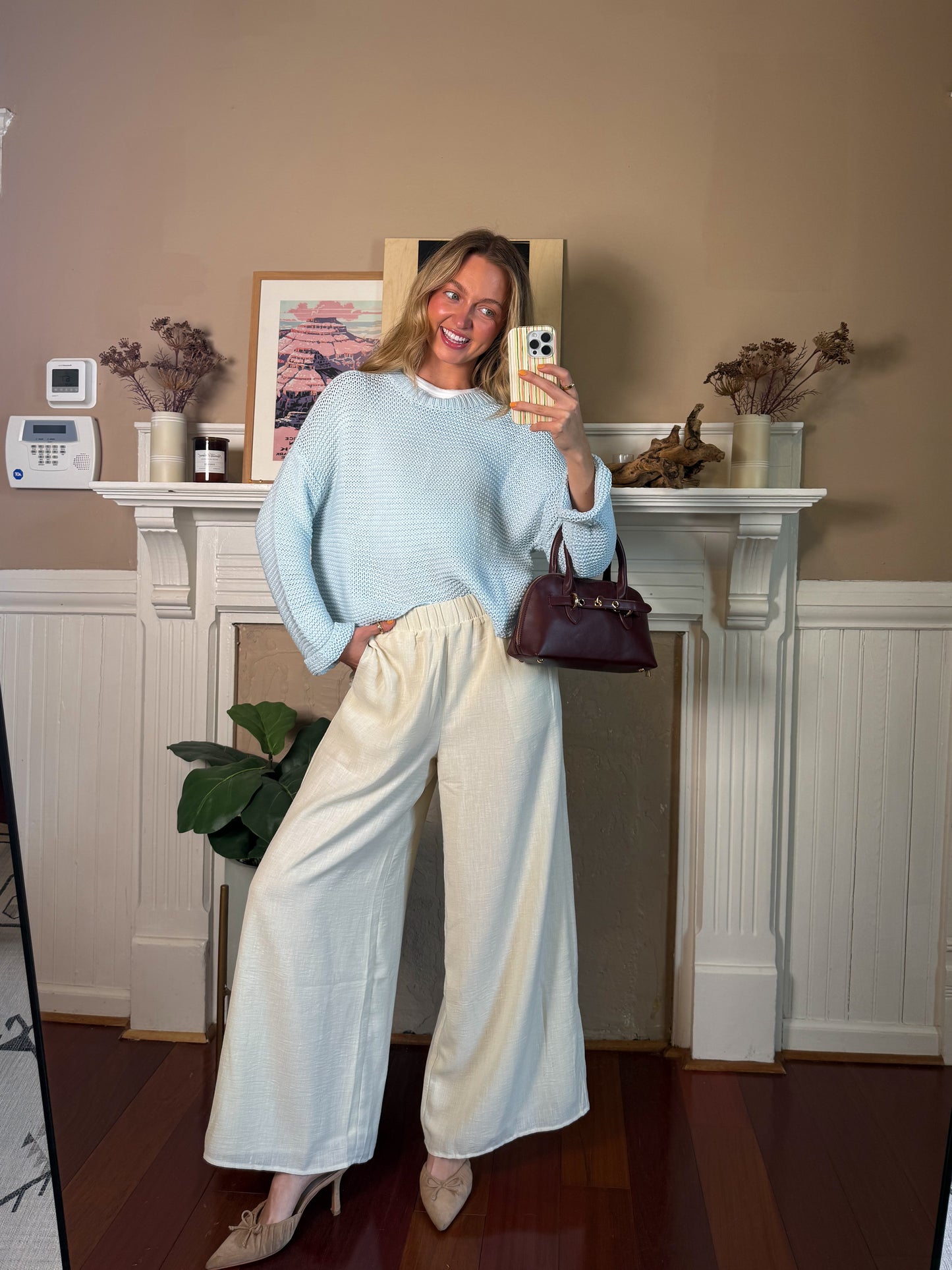 Cassie Crochet Sweater - Sky Blue - PREORDER MAY 10