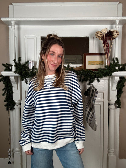 Blue Striped Knitted Pullover