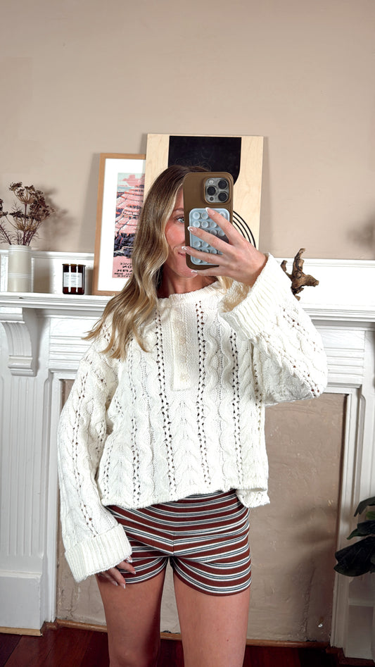 Jolene Cable Knit Sweater - White