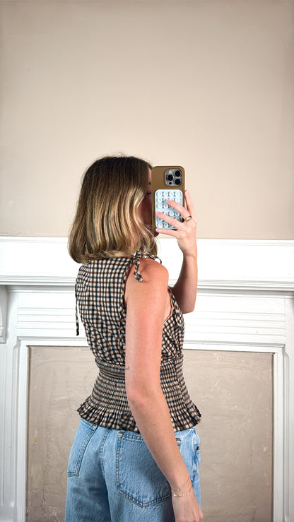 Gingham Smocked Tank