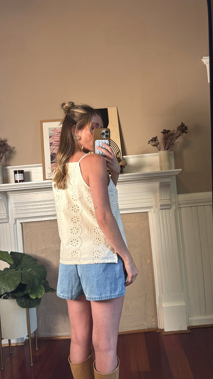 Eyelet Lace Sleeveless Top