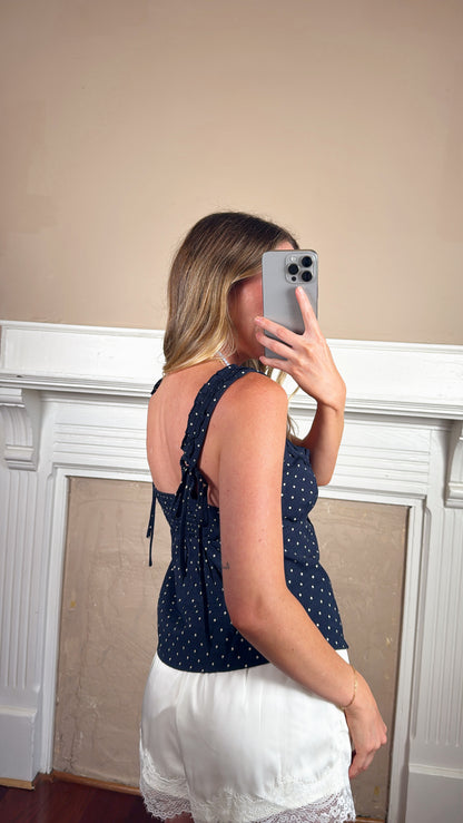 Ashley Polka Dot Tie Back Top