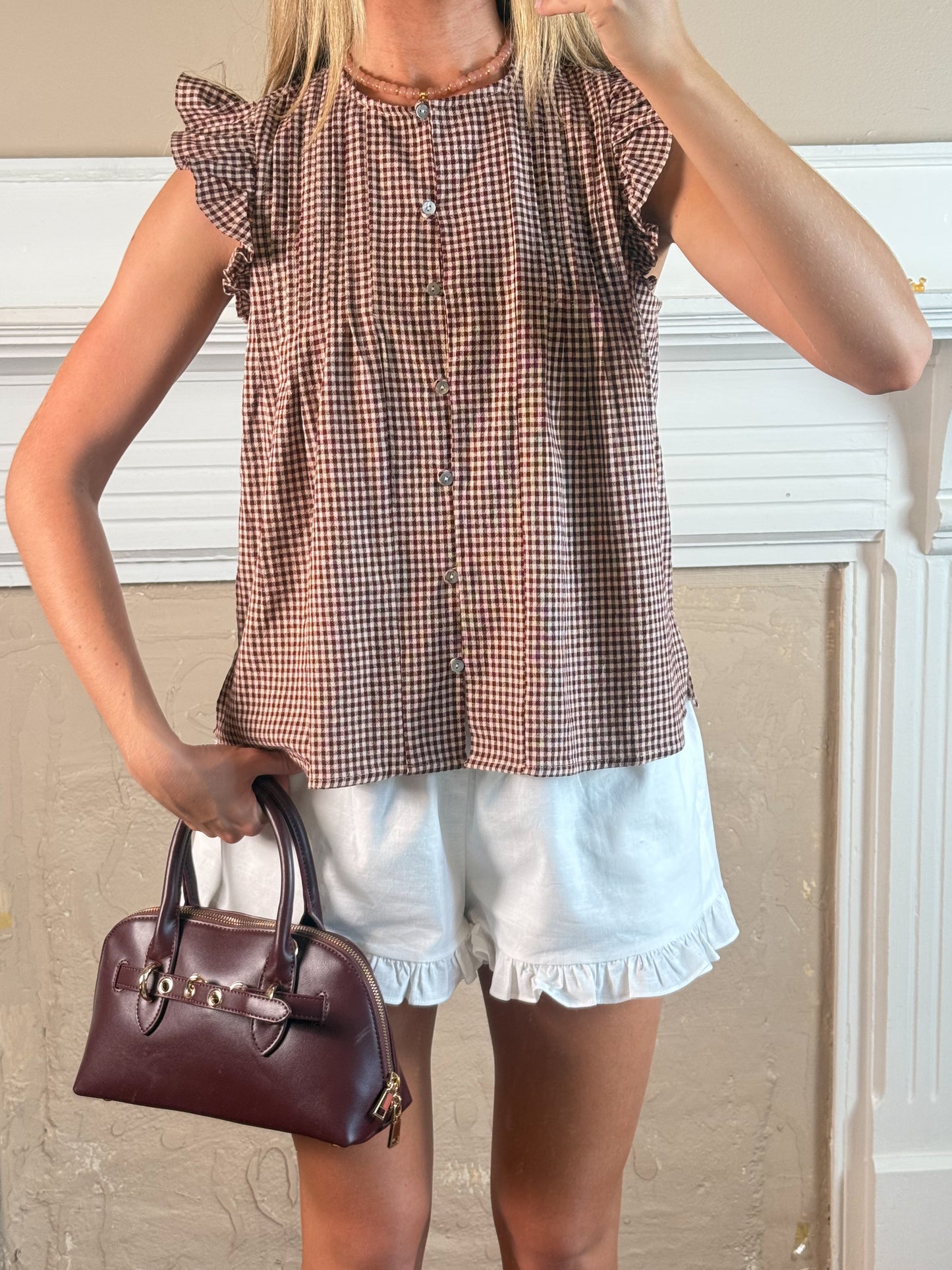 Clara Ruffle Sleeve Gingham Top