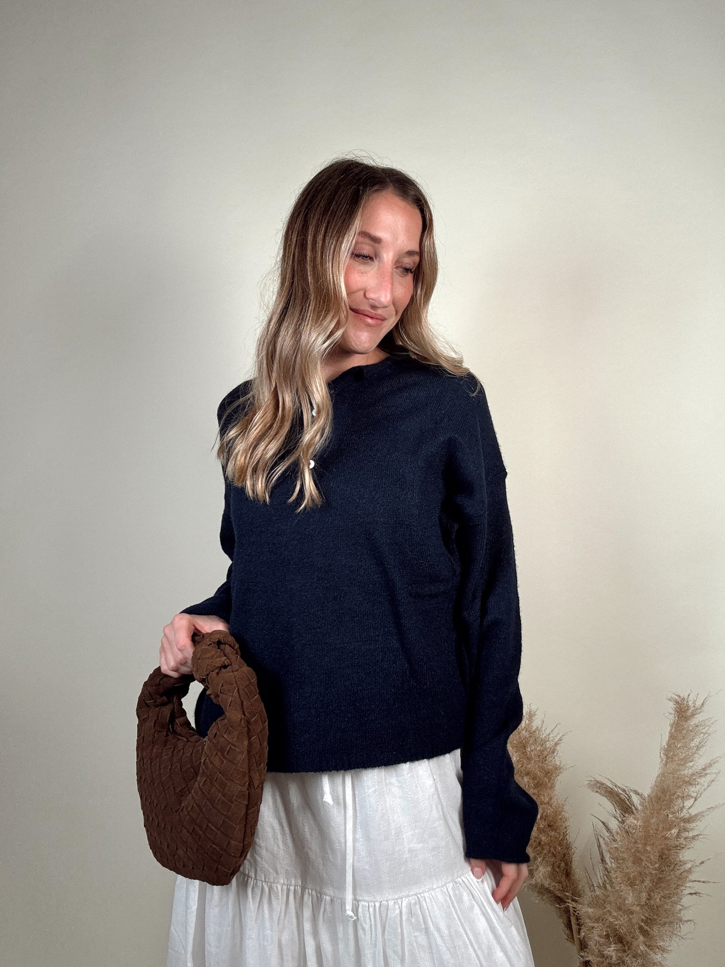 Nola Henley Pullover - Navy Blue