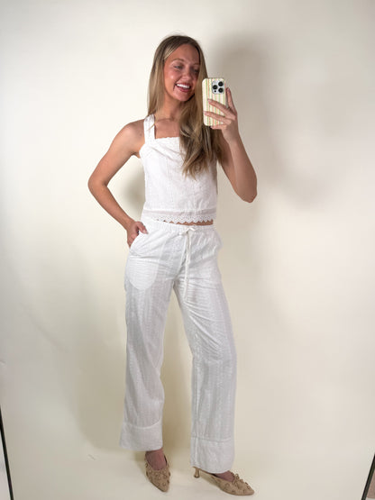 Broderie Drawstring Pants