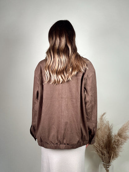 Suede Oversized Bomber Jacket