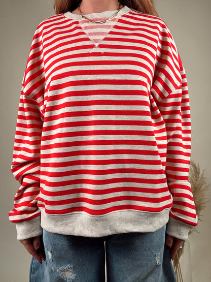 Red Striped Knitted Pullover