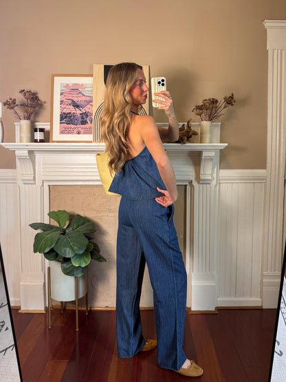 Jamya Denim Halter Top and Pants Set