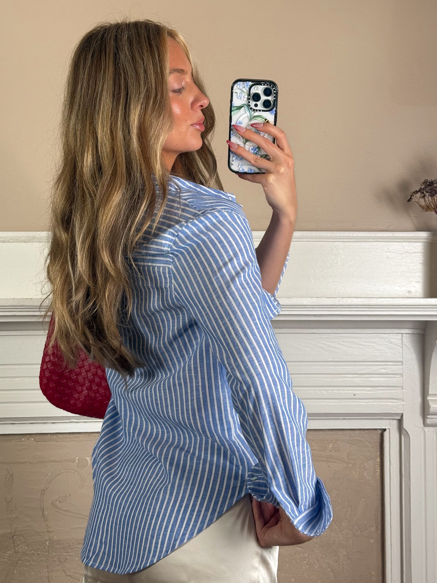 Coastal Striped Linen Button Down Shirt