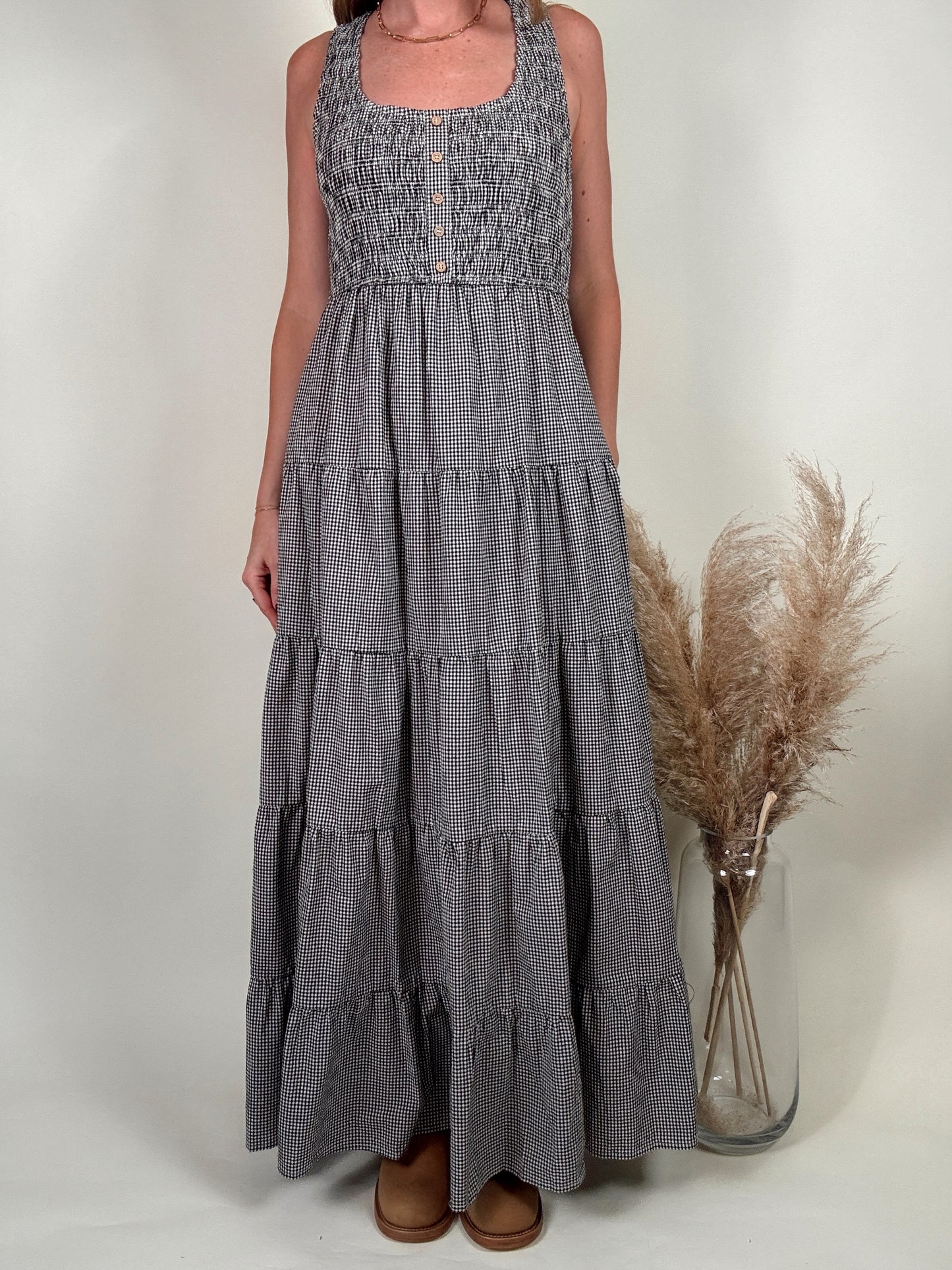 Preston Plaid Tiered Midi Dress