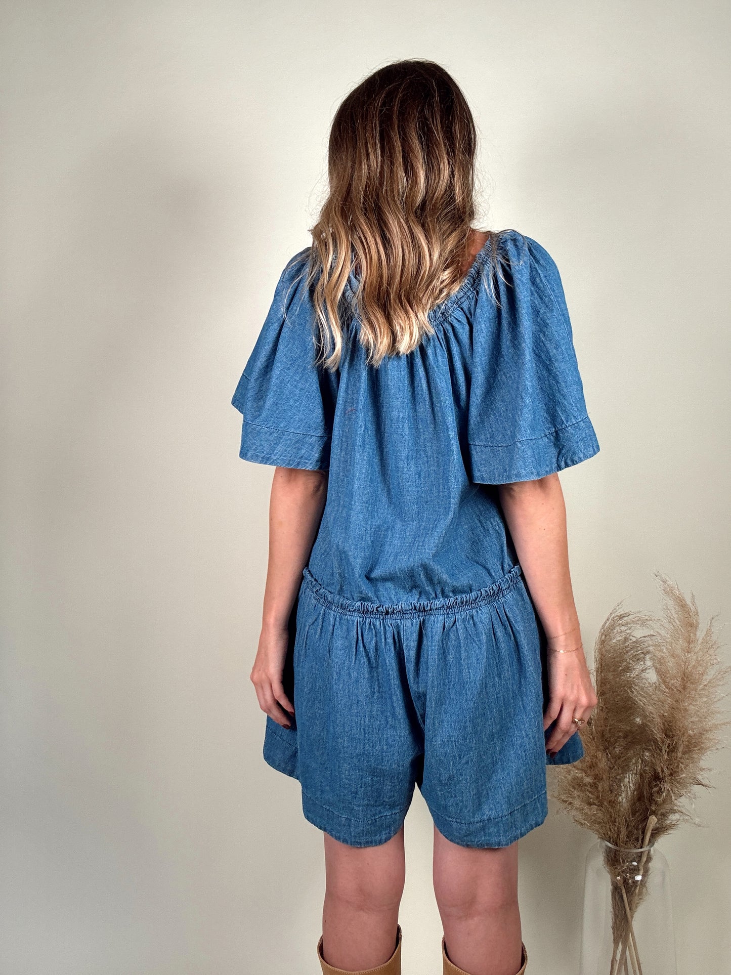 Delaney Denim Flared Romper