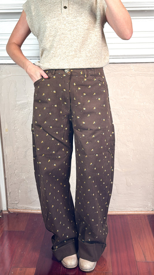 Ditsy Floral Print Wide Leg Pants