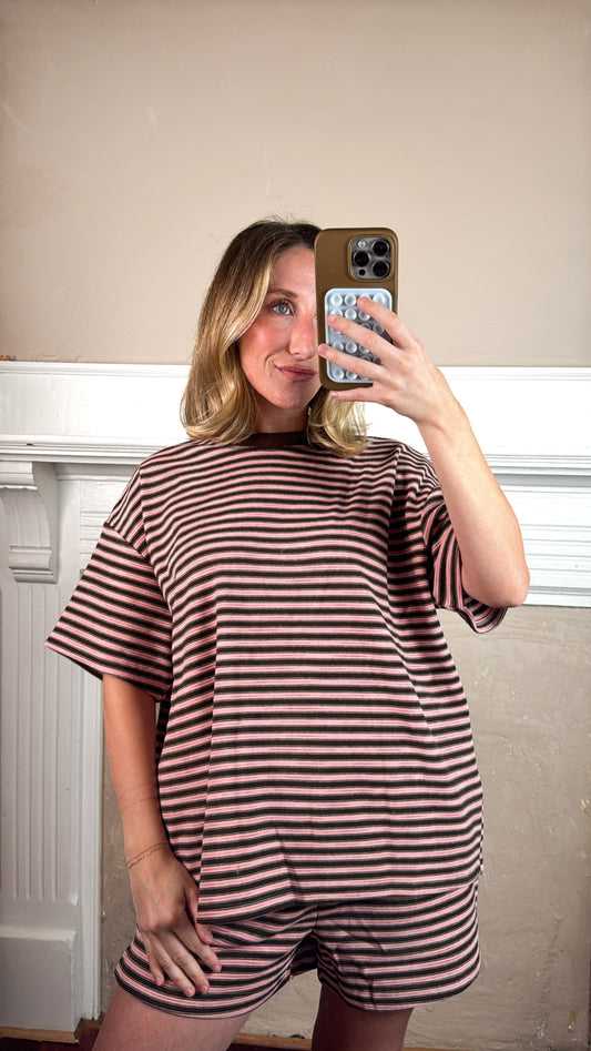 Raspberry Chocolate Striped Top