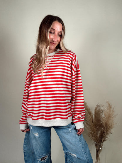 Red Striped Knitted Pullover