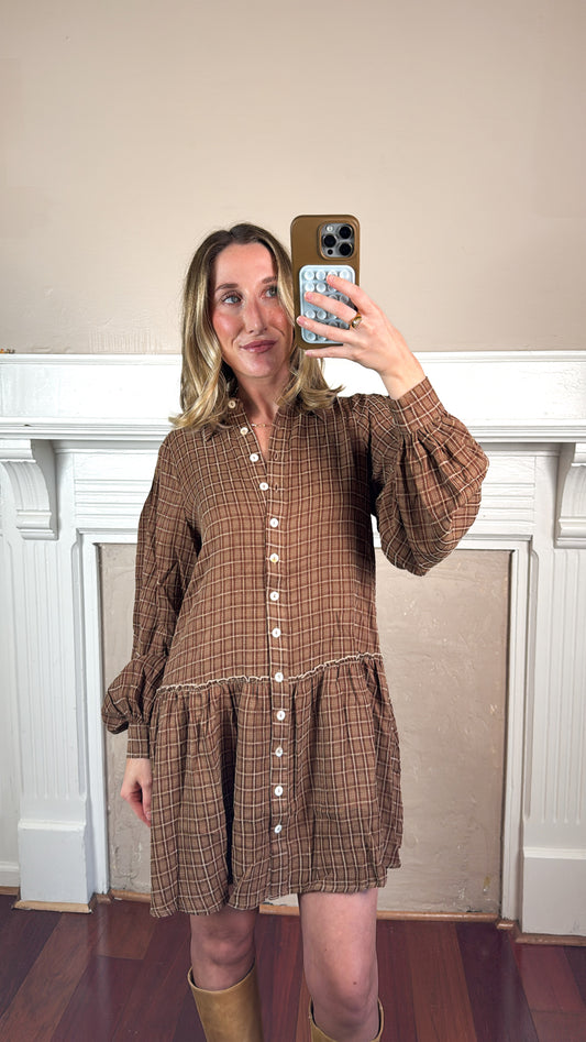 Caden Plaid Shirt Mini Dress