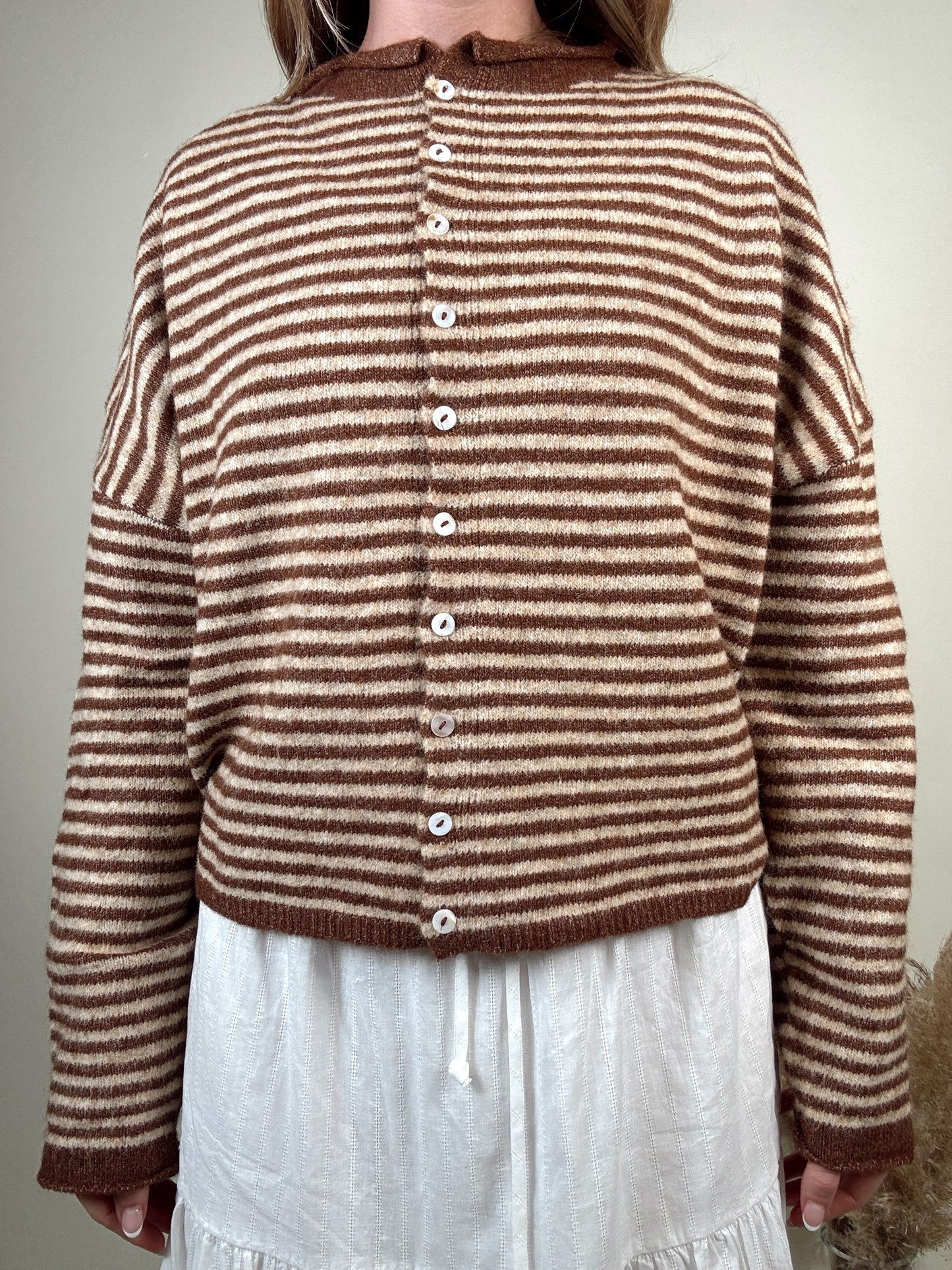 Nola Cardigan - Mini Striped Brown