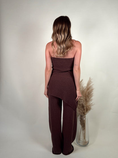 Mocha Latte Knit Top and Pants Set