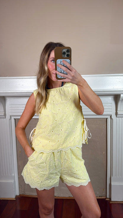 Eyelet Embroidered Top and Shorts Set
