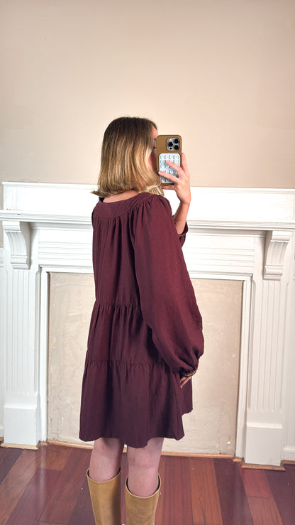 Embroidered Tiered Mini Dress