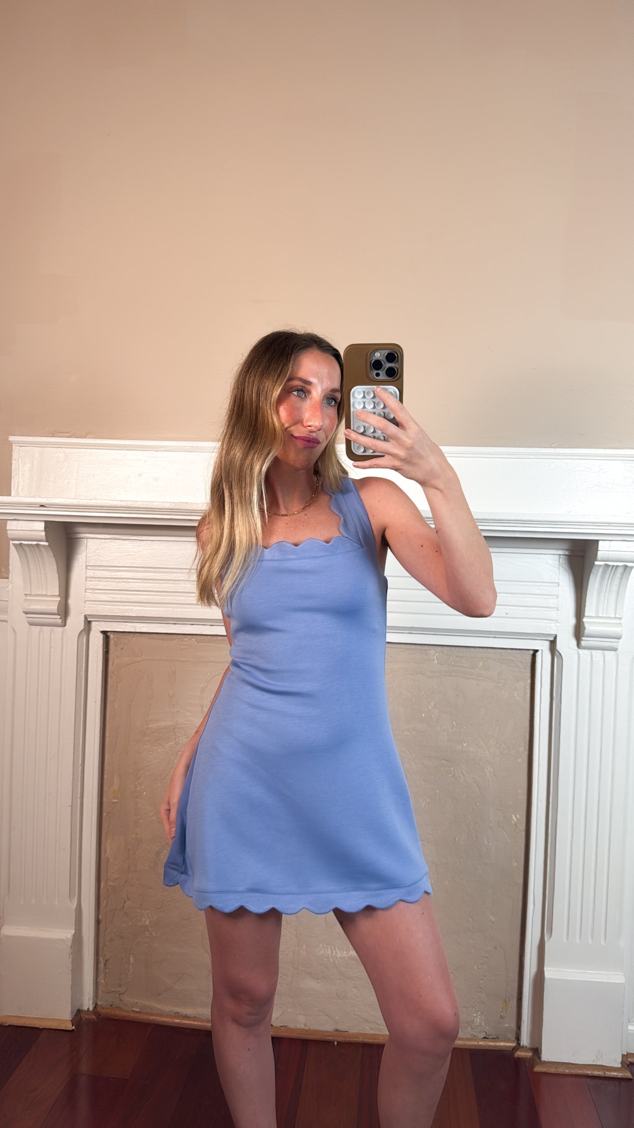 Scallop Scuba Mini Dress - Periwinkle