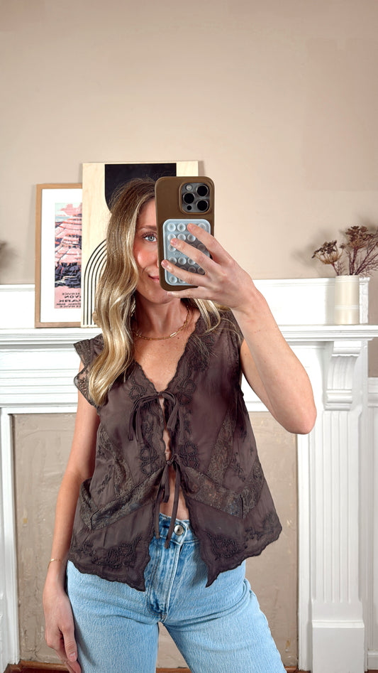 Brownie Tie Front Top