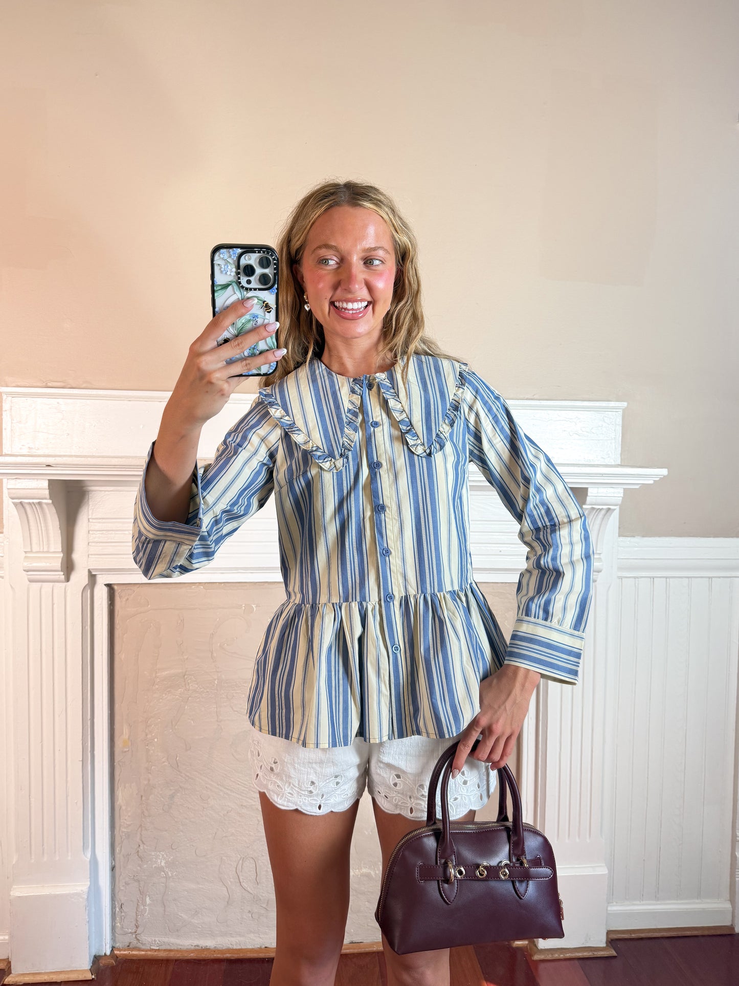 Piper Stripe Collared Long Sleeve Top