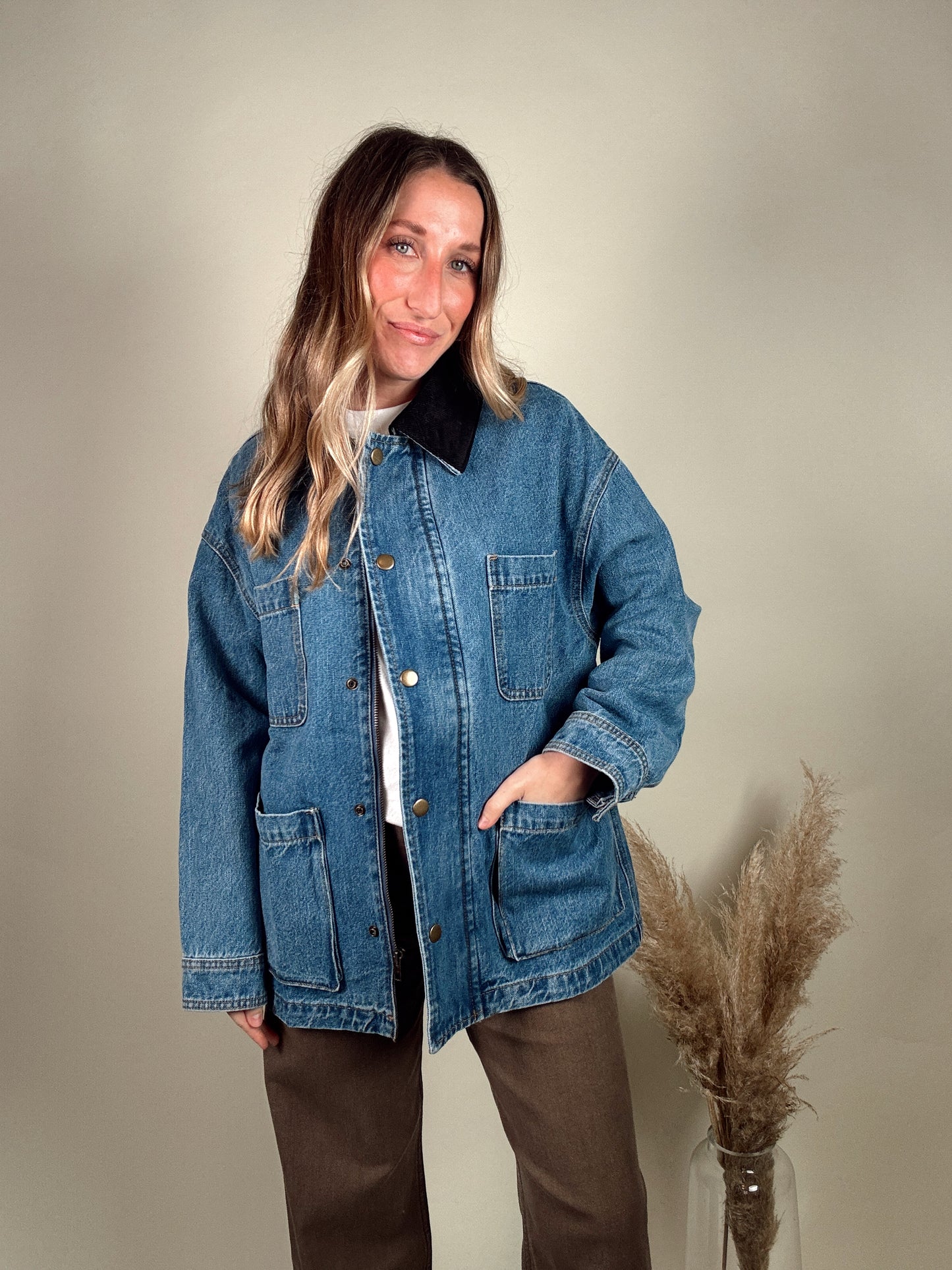 Corduroy Collar Denim Utility Jacket - PREORDER END OF NOVEMBER