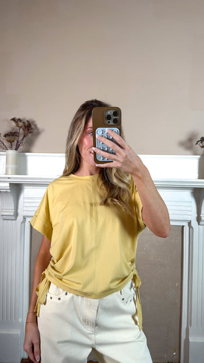 Side Scrunch Tee - Mustard Yellow