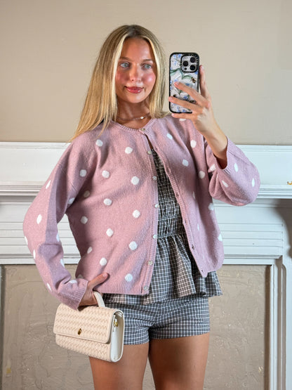 Blush Polka Dot Cardigan