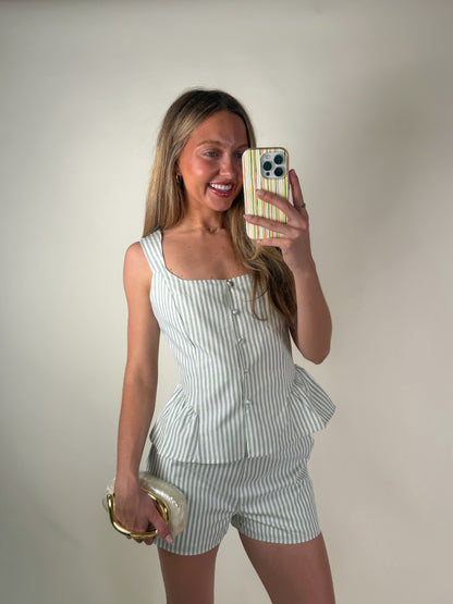 Peplum Stripe Top and Shorts Set