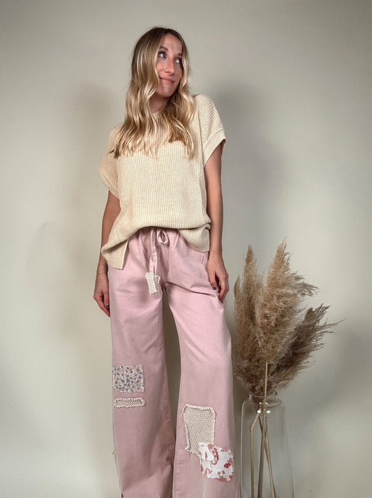 Polly Patchwork Pink Pants