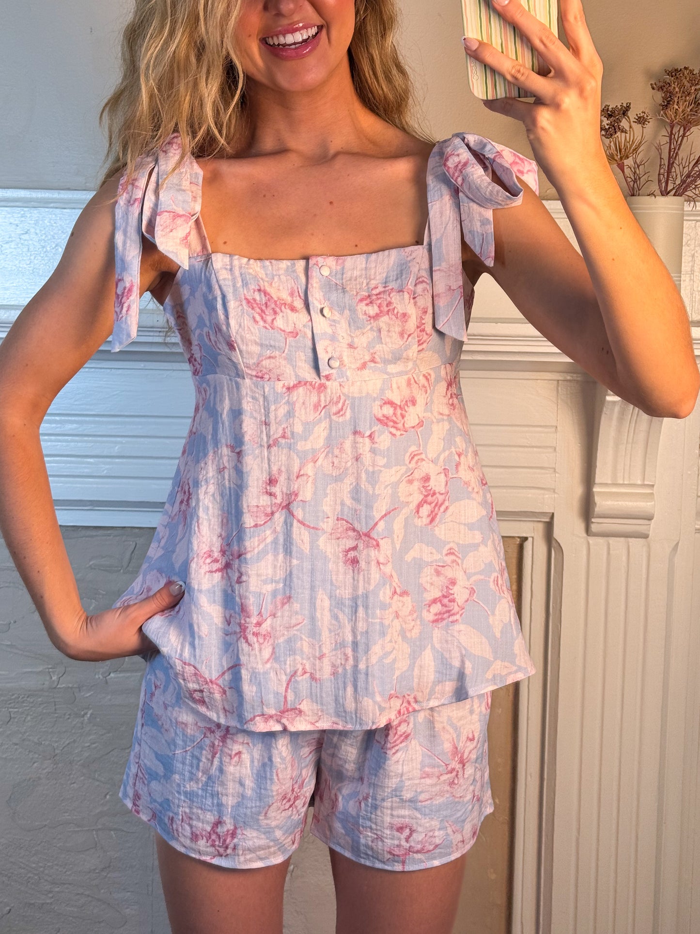 Floral Top and Shorts Set