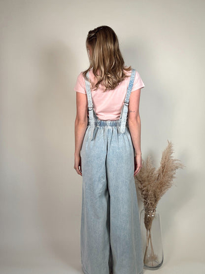 Wide Leg Denim Jumpsuit