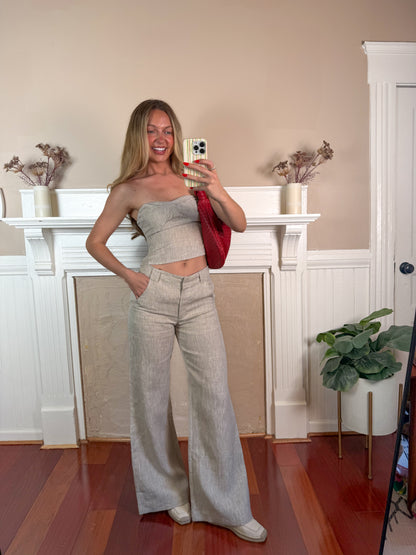 Reba Strapless Linen Top and Pants Set