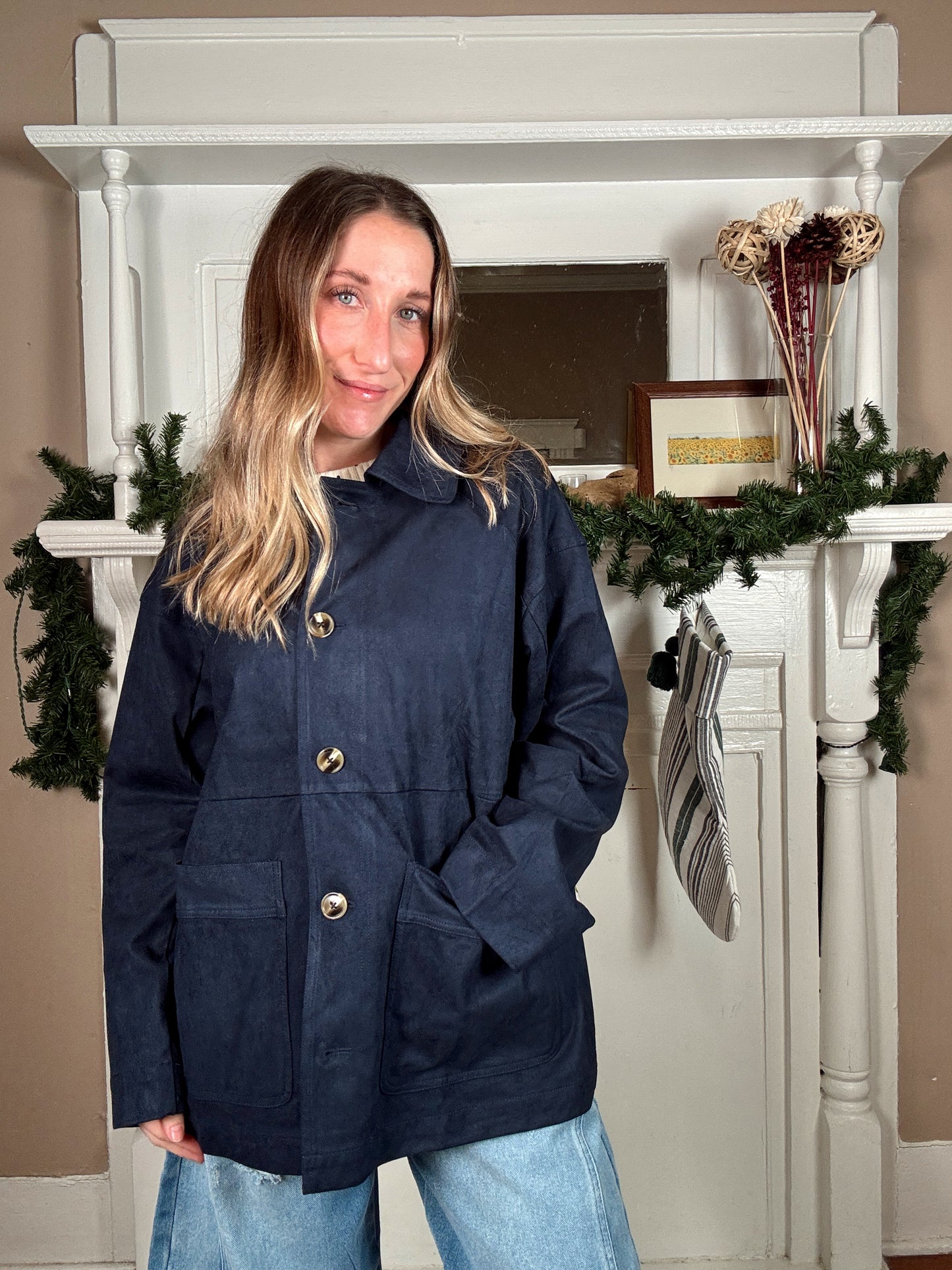 Suede Button Front Jacket